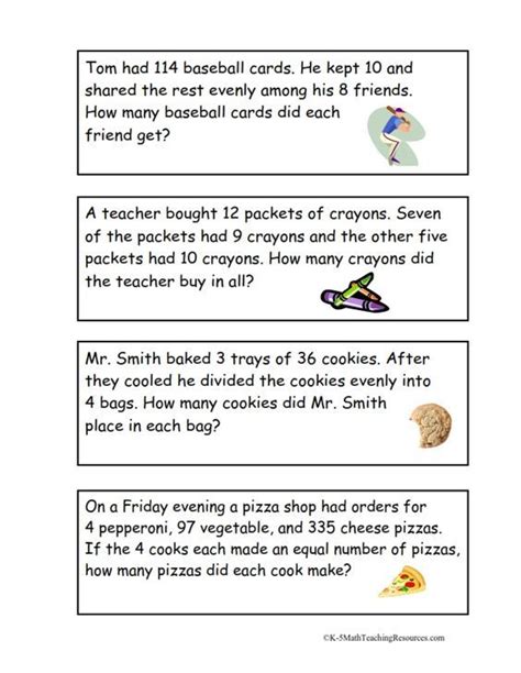 Division Word Problems For 5th Graders