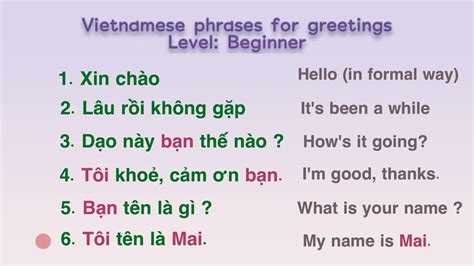 Vietnamese Phrases For Greetings L Beginner Level Youtube
