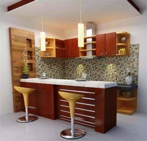 Untuk kitchen set minimalis yang tepat, anda bisa memilih warna senada, namun jika tidak ingin terlihat membosankan, pilihlah kitchen set yang mempunyai aksen kayu pada gagang lemari yang unik kitchen set minimalis corak kayu 25+ Desain Kitchen Set Mini Bar Dapur Minimalis Terbaru 2020 | Dapur cantik, Bar mini, Dapur mini