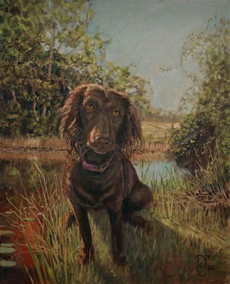 16 X20 Oil On Canvas Boykin Spaniel Apple Ts Fine Tea T Item