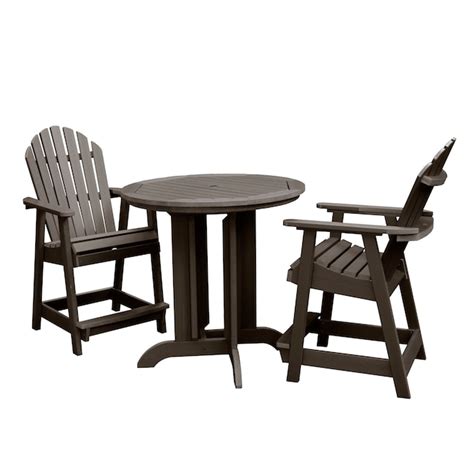 Highwood The Adirondack 3 Piece Brown Patio Dining Set In The Patio