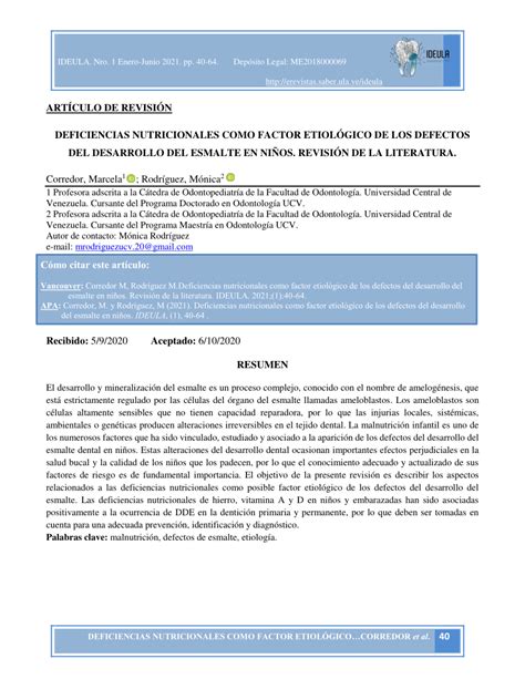 Pdf Deficiencias Nutricionales Como Factor Etiol Gico De Los Defectos