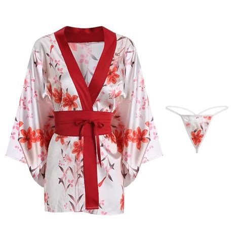 Jual Kimono Sexy Hot Lingerie Wanita Baju Tidur Motif Jepang Set A562 Hitam All Size