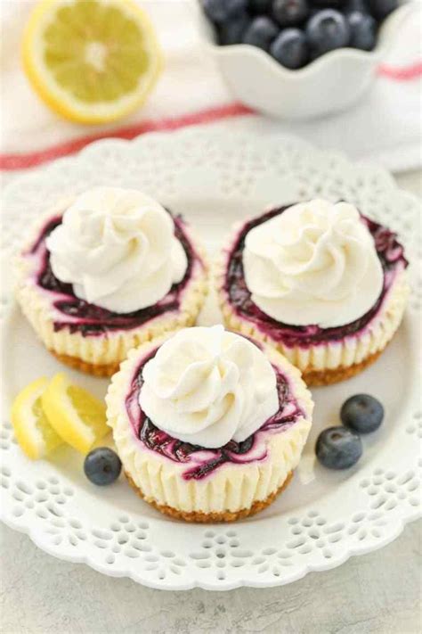 These Mini Lemon Blueberry Cheesecakes Feature An Easy Homemade Graham