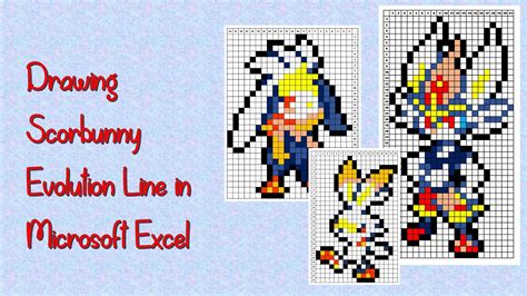 Drawing Scorbunny Evolution Line In Microsoft Excel Pokemon Pixel Art