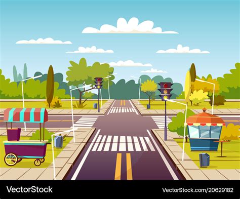 City Street Cartoon Of Traffic Royalty Free Vector Image