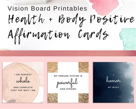 Vision Board Health Affirmation Cards Goal Cards Vision Board