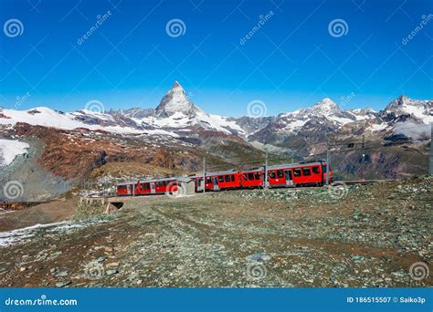 Gornergrat Bahn Railway Train Zermatt Stock Image Image Of