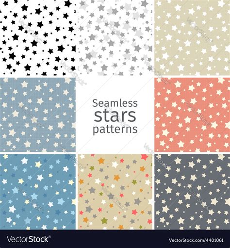 Set Of 8 Seamless Stars Patterns Royalty Free Vector Image