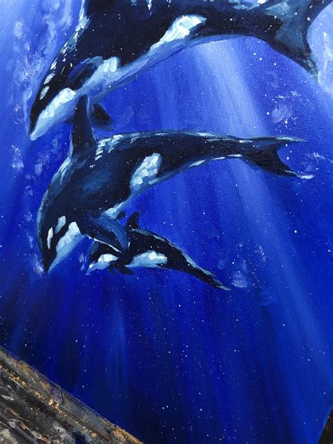Authors Original Oil Painting With Animals Killer Whale Etsy