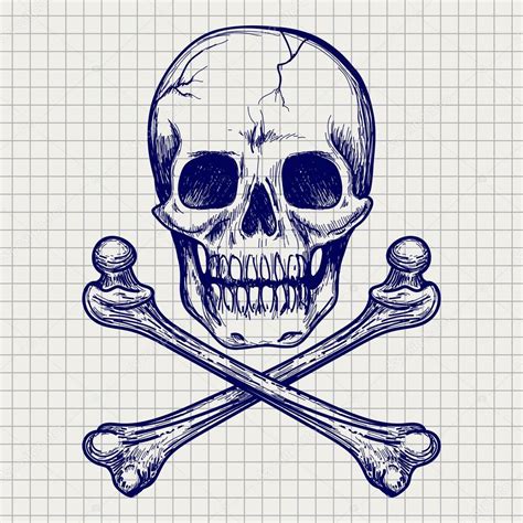 Skull And Crossbones Ball Pen Sketch — Stock Vector © Vectortatu 125295036