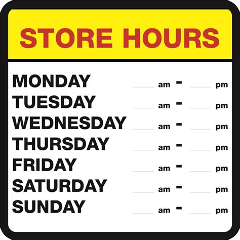 Store Hours Sign Includes Hours Digits