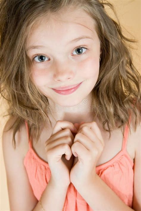 Portrait Cute Year Old Girl Studio Photography Brown Orange Background