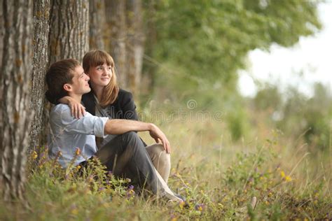 Young Guy And Girl On Nature Stock Photo Image Of People Caucasian