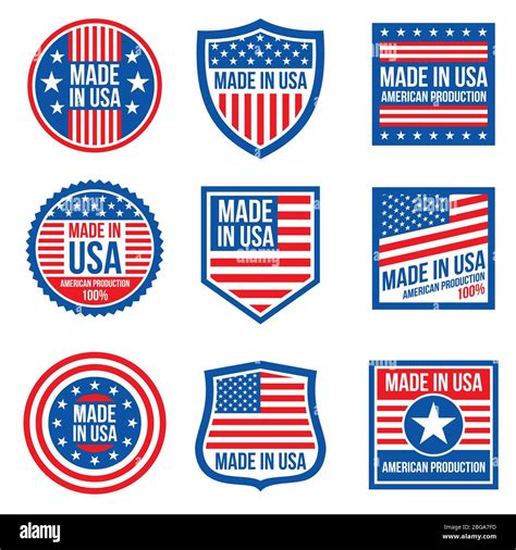 Vintage Made In The Usa Vector Badges American Patriotic Icons