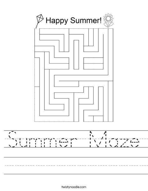 Summer Maze Worksheet Twisty Noodle