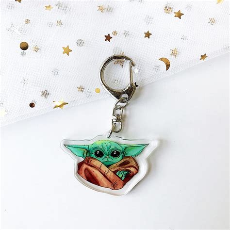 Cute Baby Yoda Keychain Star Wars Merchandise Custom Made Etsy