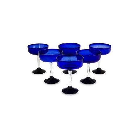 Novica Hand Blown Margarita Glasses Set Of 6 Cobalt Blue Mexico 60 Liked On Polyvore