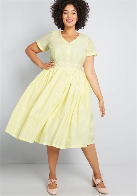 Fabulous Fit And Flare Shirt Dress In 2020 Yellow Plus Size Dresses
