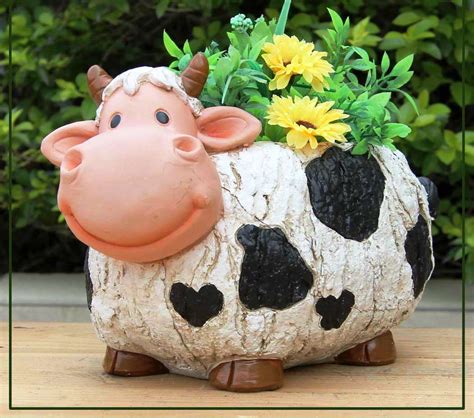 They love all plant life, but are especially drawn to nasturtiums, dianthus, foxgloves, daisies, daffodils, tulips, grape hyacinth. Buy Wonderland Cow Planter, pot, container of resin for ...