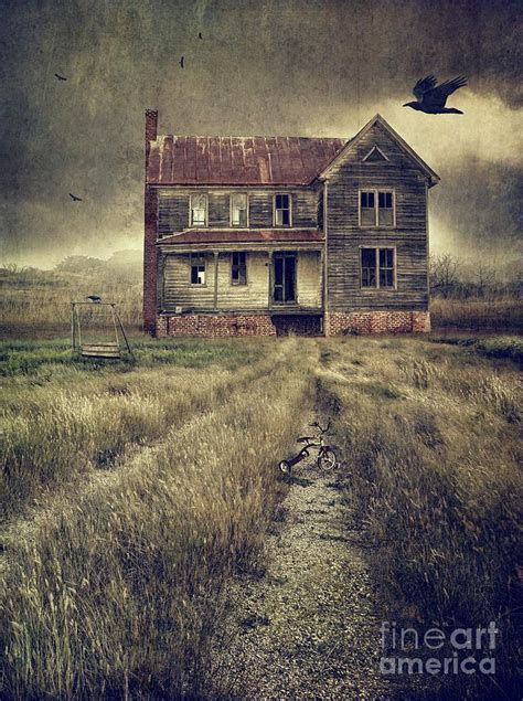 Abandoned Eerie Farmhouse With Dark Clouds Photograph By Sandra Cunningham