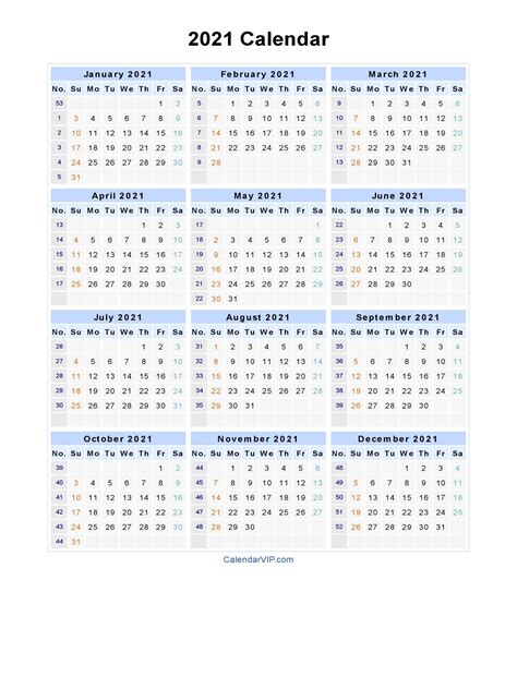 2021 Calendar With Week Number Printable Free 2021 Calendar With Week