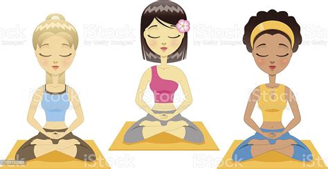 Three Girls Doing Yoga Stock Illustration Download Image Now Istock