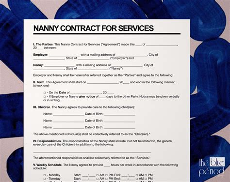 Editable Nanny Contract Template Etsy