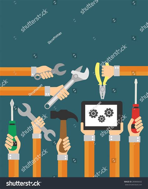 Builders Flat Background Hand Modern Vector Stock Vector Royalty Free