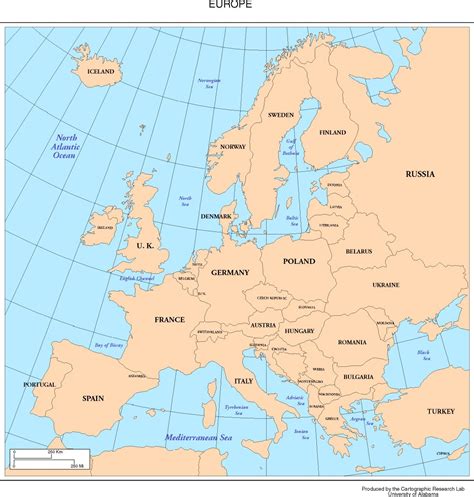 Detailed physical map of europe physical maps. Maps of Europe