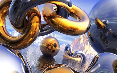 Download Metal Sphere Water Gold Cgi Abstract 3d Hd Wallpaper