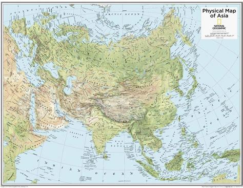 Asia Physical Wall Map By National Geographic Mapsales Gambaran