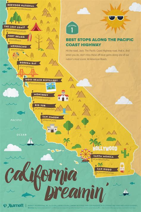 California Highway 1 Road Trip Map - Printable Maps