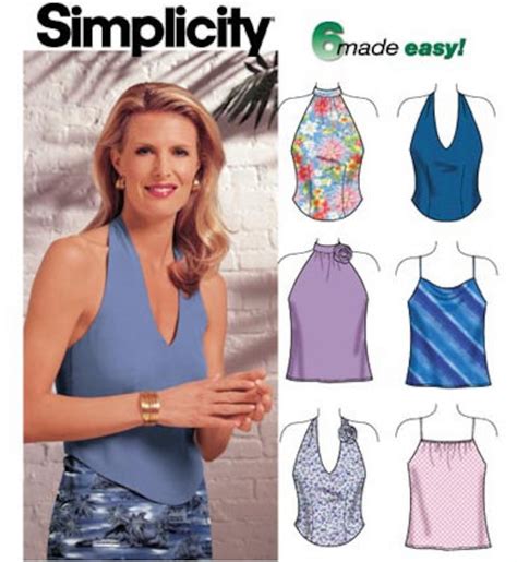 Halter Top Sewing Pattern Plus Size Summer Tops Easy 4 Sizes Etsy