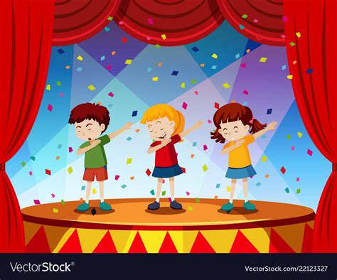 Group Children Perform On Stage Royalty Free Vector Image