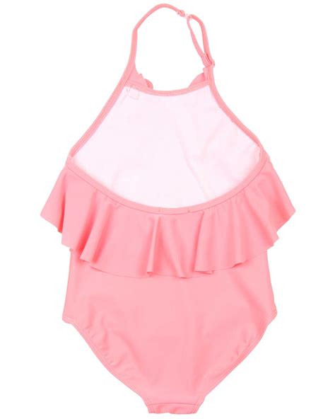 Kate Mack Girls Paradise Island Swimsuit With Flounce Biscotti And