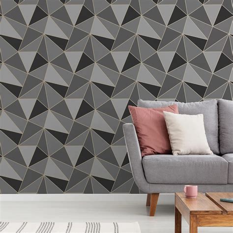 Fresco Apex Geo Charcoal And Rose Gold Wallpaper Rose Gold Wallpaper