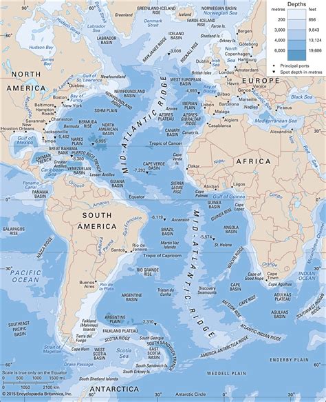North Atlantic Ocean Latitude And Longitude Continents Oceans Lines