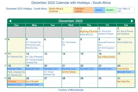 Print Friendly December 2022 South Africa Calendar For Printing