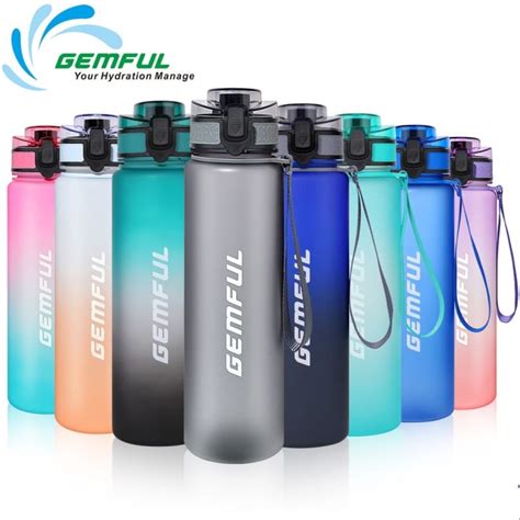 Gemful 1 Liter Water Bottle With Motivational Time Marker Bpa Free