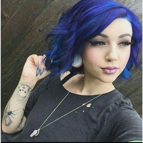 user upload liked on polyvore featuring girls dye my hair medium scene hair blue hair