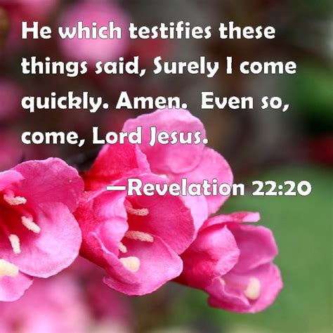 Revelation 2220 He Which Testifies These Things Said Surely I Come