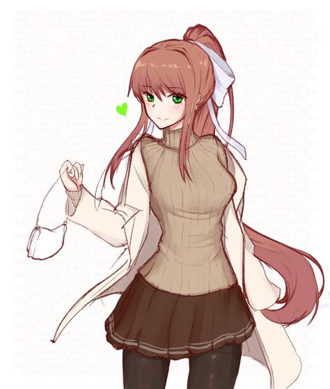 Found Fanart Some More Daily Monika With Casual Winter Clothes Ddlc