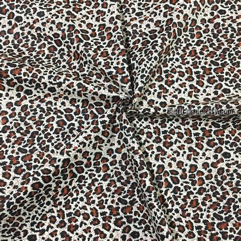 Leopard Print Cotton Fabric Brown Black Leopard Cotton One Etsy
