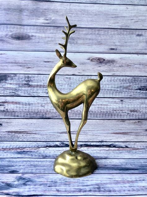 Unusual Vintage Brass Deer Figurine Buck Figurine Brass Etsy