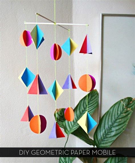 How To Make A Colorful Diy Geometric Paper Mobile Paper Mobile