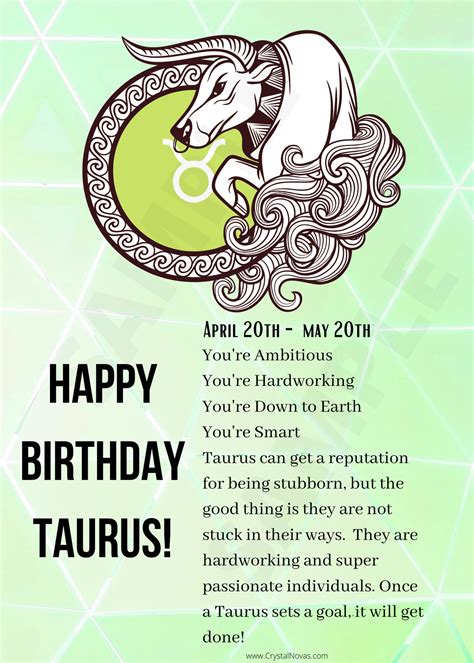 Buy Happy Birthday Taurus Astrology Card Digital File Printable Online