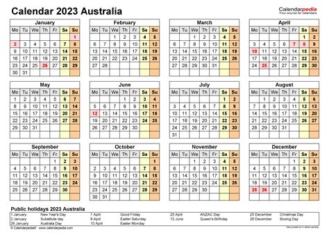 2023 Calendar Australia Calendar 2023 Free Printable Pdf Templates