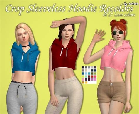 Tukete Crop Sleeveless Hoodie Recolors Sims 4 Downloads Sims 4 Mods