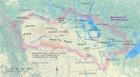 The canadian province and territory boundaries are shown on the map along with other political and physical features. Lake Winnipeg watershed: then and now | Canadian Geographic